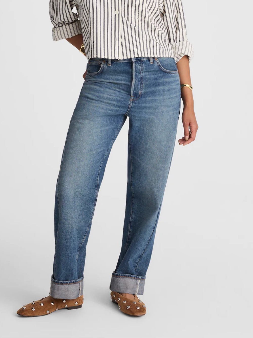 Madewell Curvy Pieced Barrel-Leg Jean